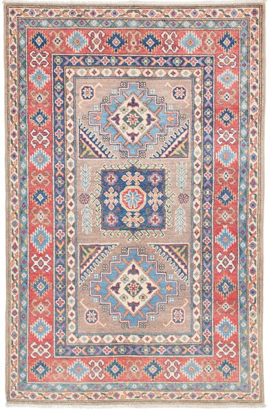 Tappeto Kazak Afghanistan Geometrico Beige Rosso 116x182 Cm