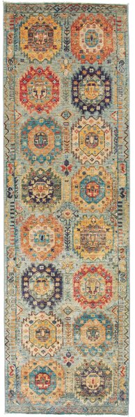 Tappeto Tribal Pakistan Astratto Azzurro Multicolore 82x273 Cm