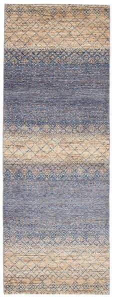 Tappeto Royal Gabbeh Pakistan Geometrico Blu Beige Naturale 78x216 Cm