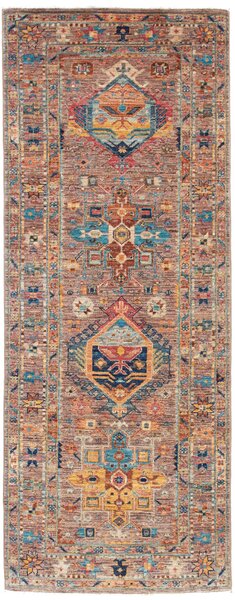 Tappeto Tribal Pakistan Astratto Terra Blu 75x204 Cm