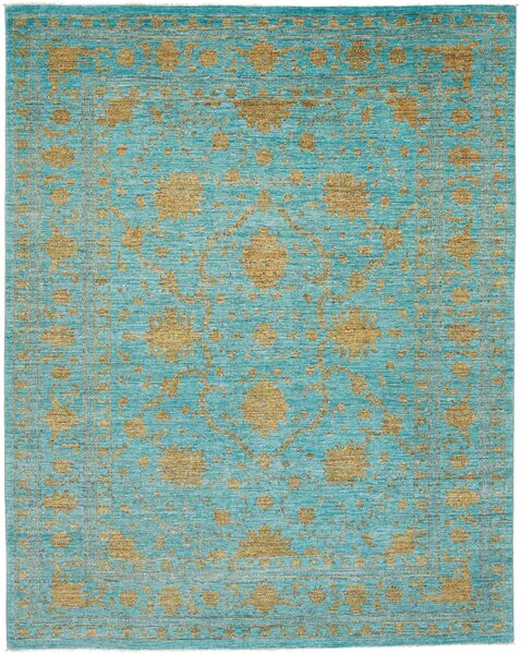 Tappeto Zigler Fine Pakistan Medaglione Turchese Oro 202x259 Cm