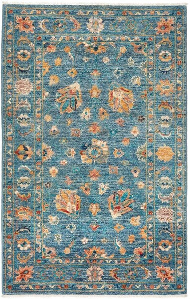 Tappeto Rubin Pakistan Medaglione Blu Petrolio Arancione 82x128 Cm