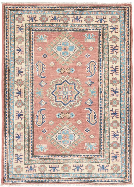 Tappeto Kazak Afghanistan Astratto Rosso Terracotta Azzurro 84x118 Cm