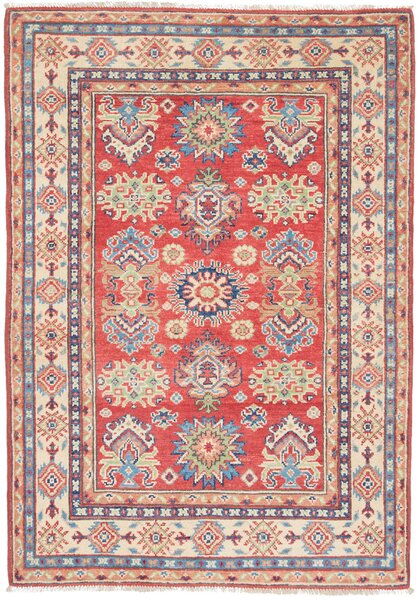 Tappeto Kazak Afghanistan Medaglione Rosso Beige 100x147 Cm