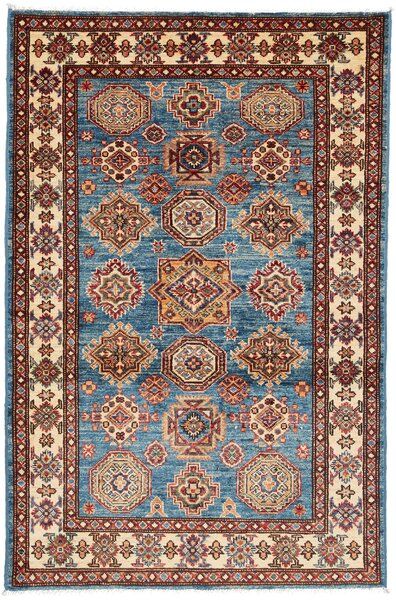 Tappeto Kazak Fine Pakistan Astratto Blu Rosso 98x147 Cm