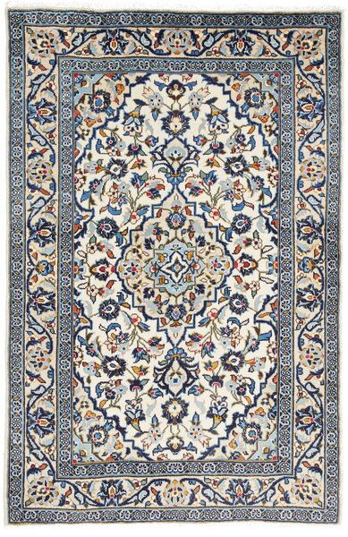 Tappeto Kashan Fine Persia Medaglione Crema Blu 96x150 Cm