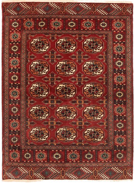 Tappeto Torkaman Persia Geometrico Rosso Bordeaux Crema 108x150 Cm