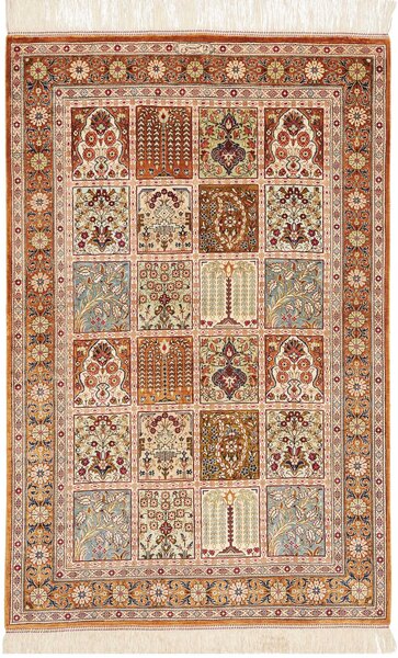 Tappeto Ghom Seta Persia Floreale Terracotta Beige 79x120 Cm