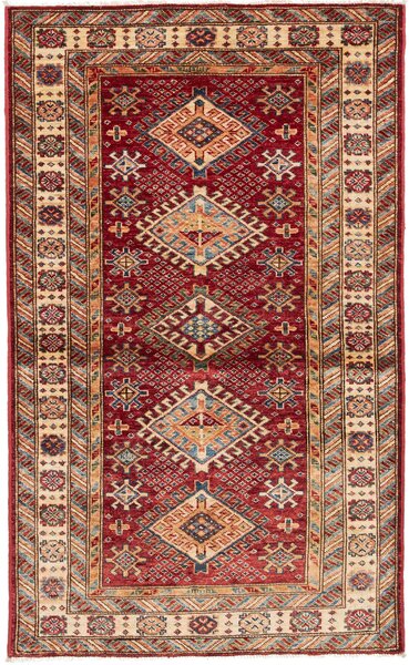 Tappeto Kazak Fine Pakistan Geometrico Rosso Crema 92x152 Cm