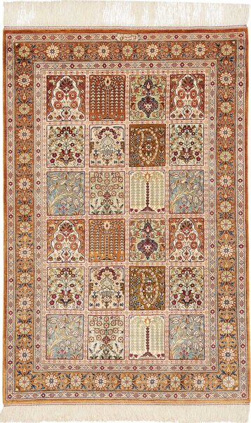 Tappeto Ghom Seta Persia Astratto Terra Cotta Beige 80x120 Cm