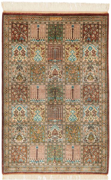 Tappeto Ghom Seta Persia Astratto Crema Terracotta 60x90 Cm