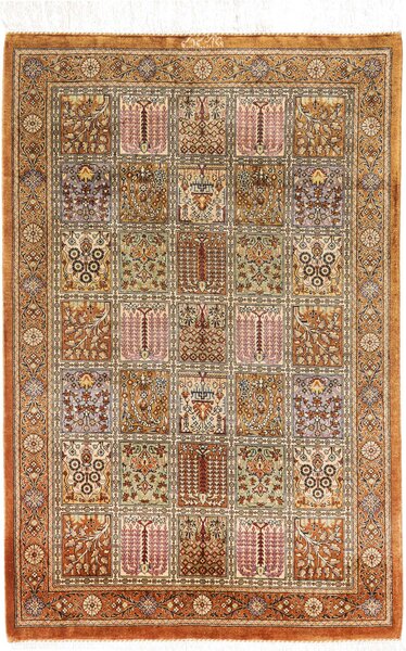 Tappeto Ghom Seta Persia Astratto Oro Terra 59x90 Cm