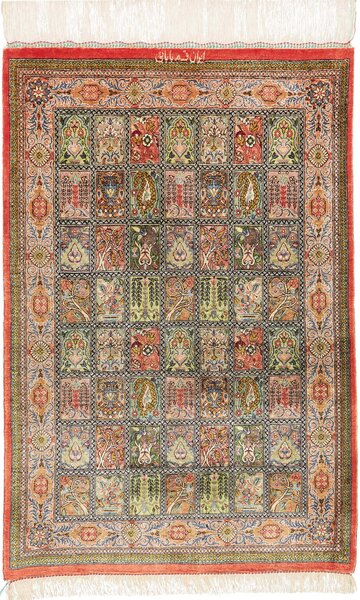 Tappeto Ghom Seta Persia Floreale Multicolore Pastello 60x90 Cm