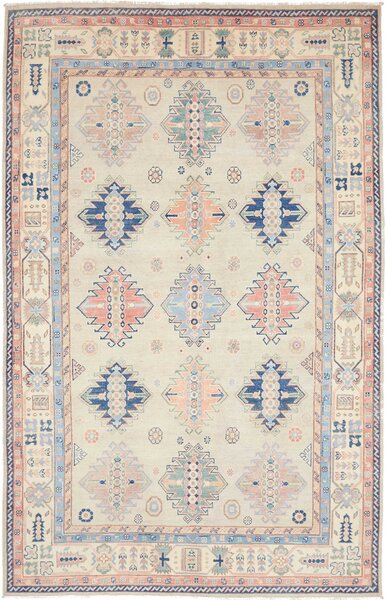 Tappeto Kazak Afghanistan Geometrico Beige Blu 177x281 Cm