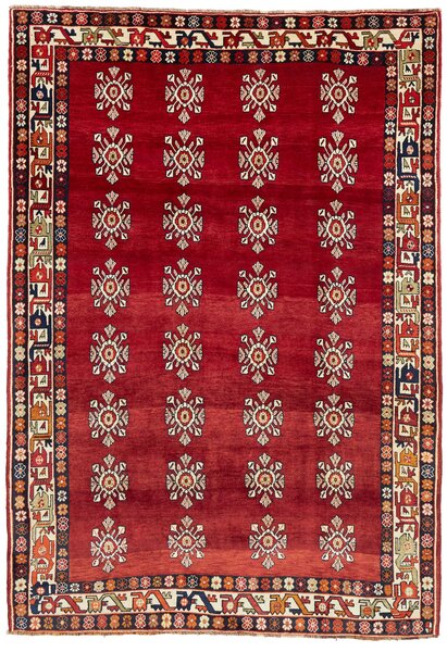 Tappeto Shiraz Persia Astratto Rosso Blu 208x300 Cm