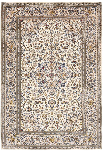 Tappeto Kashan Persia Medaglione Avorio Blu 204x300 Cm
