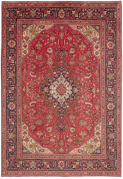 Tappeto Tabriz Persia Medaglione Rosso Blu Beige 200x288 Cm