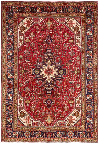 Tappeto Tabriz Persia Medaglione Rosso Blu 202x296 Cm