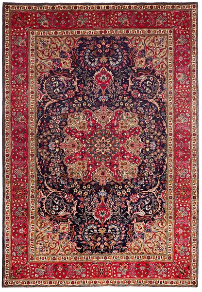 Tappeto Tabriz Persia Medaglione Blu Rosso 204x300 Cm