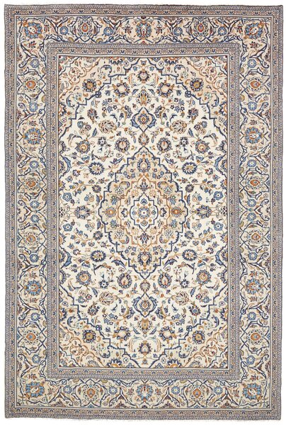 Tappeto Kashan Persia Medaglione Avorio Blu 202x303 Cm