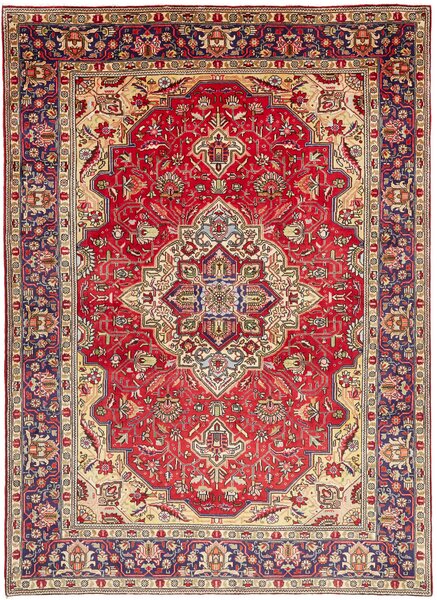 Tappeto Tabriz Persia Medaglione Rosso Blu 204x285 Cm