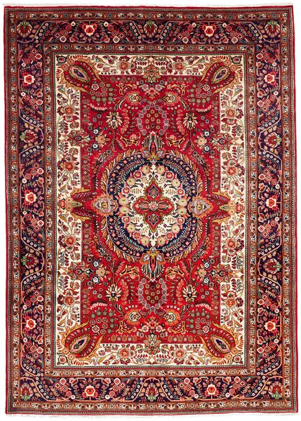 Tappeto Tabriz Persia Medaglione Rosso Blu 203x285 Cm