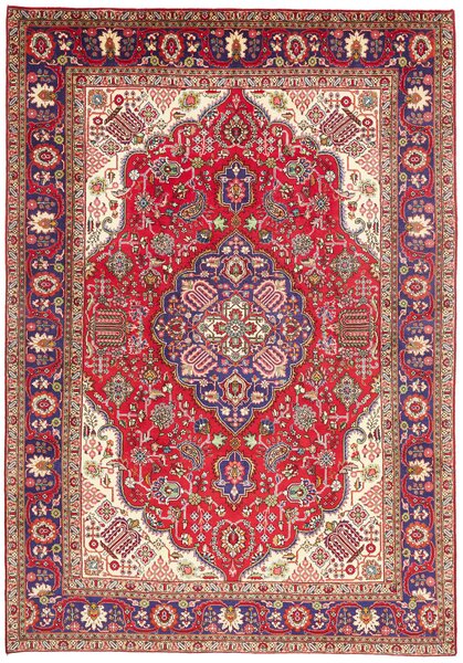 Tappeto Tabriz Persia Medaglione Rosso Blu 200x287 Cm