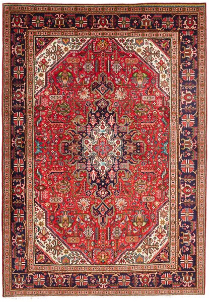 Tappeto Tabriz Persia Geometrico Rosso Blu Scuro 205x285 Cm