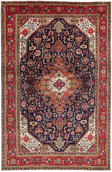 Tappeto Tabriz Persia Medaglione Blu Rosso 200x310 Cm