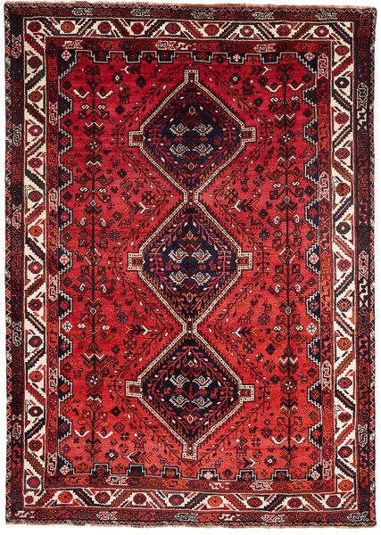 Tappeto Shiraz Persia Geometrico Rosso Blu Scuro 225x318 Cm