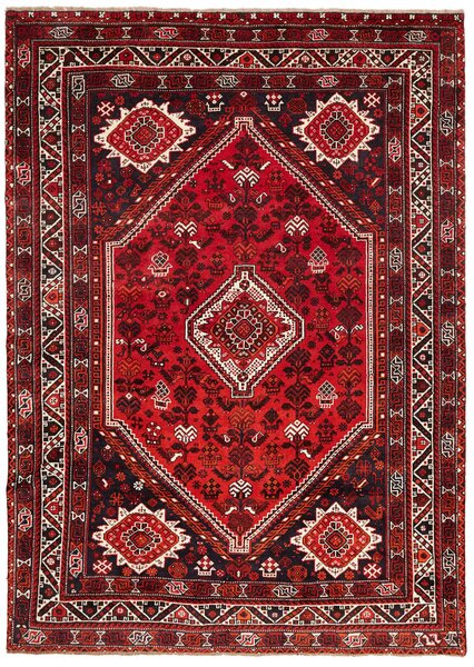 Tappeto Shiraz Persia Geometrico Rosso Blu Scuro 212x298 Cm