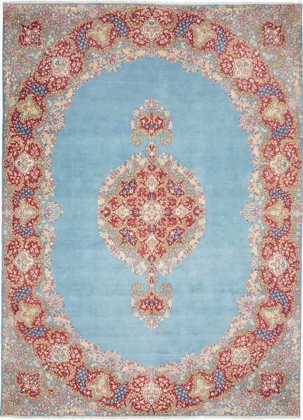 Tappeto Kerman Persia Medaglione Azzurro Rosso 280x385 Cm