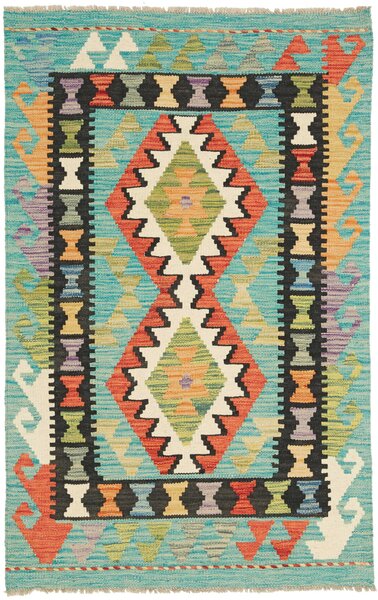 Tappeto Kilim Afghanistan Geometrico Azzurro Multicolore 78x124 Cm