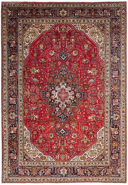Tappeto Tabriz Persia Medaglione Rosso Blu 203x295 Cm