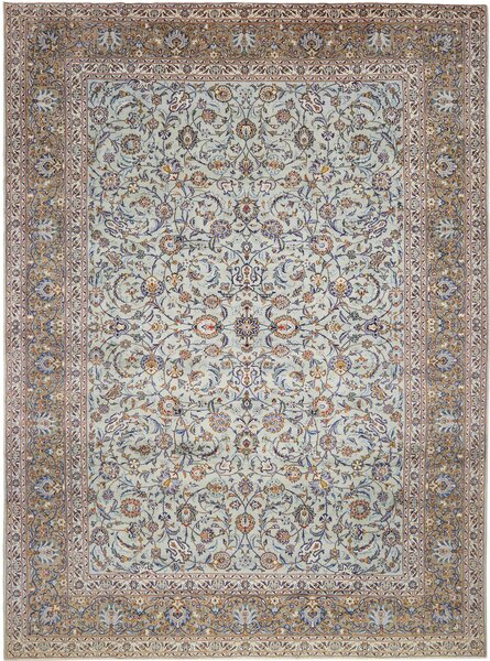 Tappeto Kashan Persia Medaglione Celeste Oro 303x410 Cm