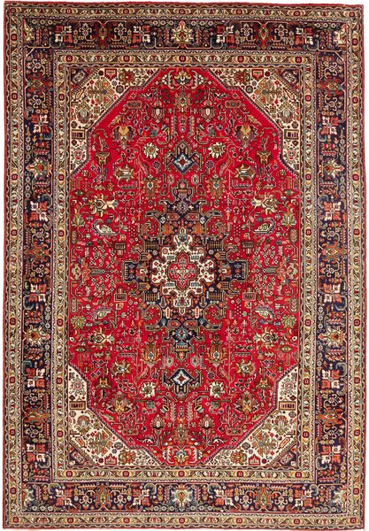 Tappeto Tabriz Persia Medaglione Rosso Blu 203x295 Cm