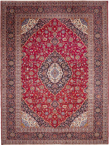 Tappeto Ardakan Persia Medaglione Rosso Blu Scuro 302x405 Cm