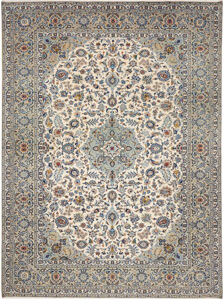 Tappeto Kashan Persia Medaglione Crema Blu 272x367 Cm