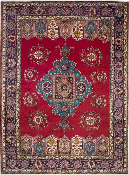 Tappeto Tabriz Persia Medaglione Rosso Blu 243x330 Cm