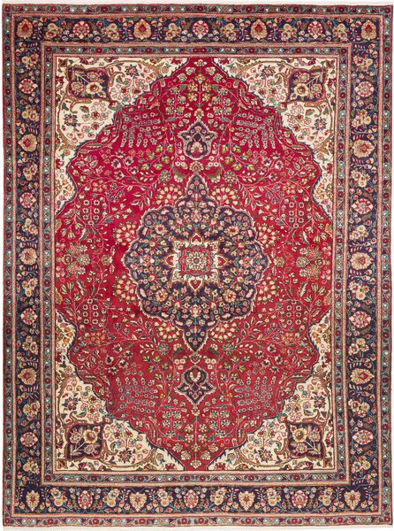 Tappeto Tabriz Persia Medaglione Rosso Blu 245x330 Cm