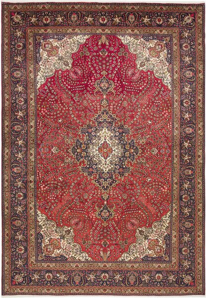 Tappeto Tabriz Persia Medaglione Rosso Blu 247x356 Cm