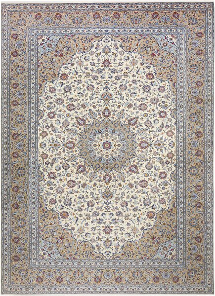 Tappeto Kashan Persia Medaglione Avorio Beige 290x400 Cm