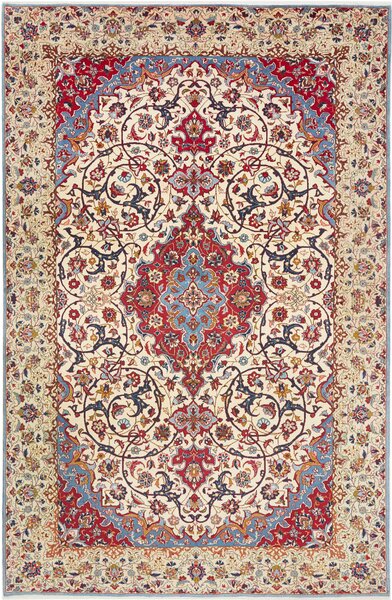 Tappeto Nadjafabad Persia Medaglione Crema Rosso 238x370 Cm