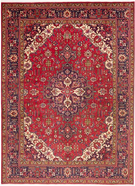 Tappeto Tabriz Persia Medaglione Rosso Blu 248x342 Cm