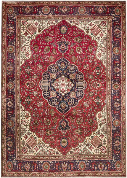 Tappeto Tabriz Persia Medaglione Rosso Blu 250x350 Cm