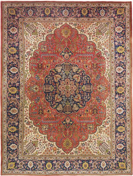 Tappeto Tabriz Persia Medaglione Rosso Blu 293x386 Cm