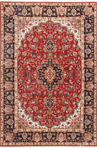 Tappeto Ghom Persia Medaglione Rosso Blu Scuro 140x211 Cm