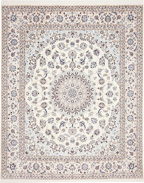 Tappeto Nain 6la Persia Medaglione Crema Azzurro 207x260 Cm