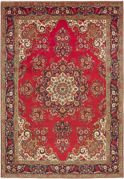 Tappeto Tabriz Persia Medaglione Rosso Blu 240x348 Cm