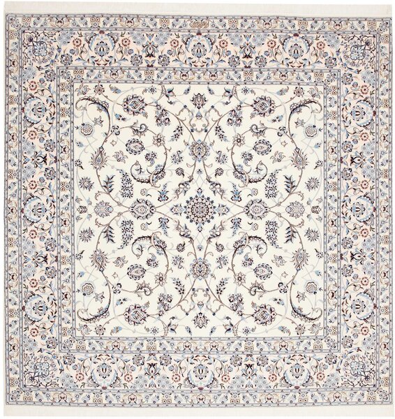 Tappeto Nain 6la Persia Medaglione Crema Blu 207x210 Cm